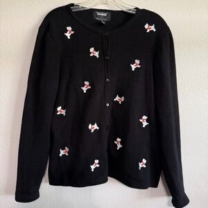 Vintage Designers Originals Studio Joy Cardigan Womens Large Scottie Dog Sweater